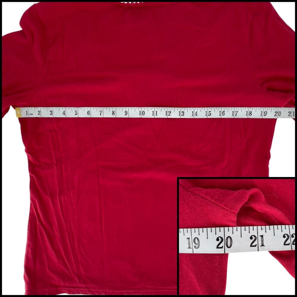 Adonna Long Sleeve Sleep Shirt Pajama Top 12-14 Large Red 95% Cotton - Picture 8 of 11